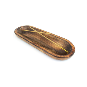 Porta Incienso Ovalado de Madera Hecho a Mano y Personalizado para el Hogar, Templos, Festividades y Aromaterapia, Bandeja Moderna para Incienso - Product Image 1