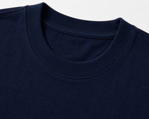 T-shirt à manches courtes bleu marine pour homme avec texte brodé et motif patch, coupe classique, style décontracté, col rond, jersey de coton - Product Image 5