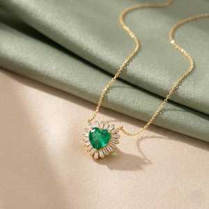Heart Shape Natural Emerald 925 Sterling Silver 14K Gold Plated May Birthstone Pendant Luxury Fine Jewelry Gift - Product Image 5