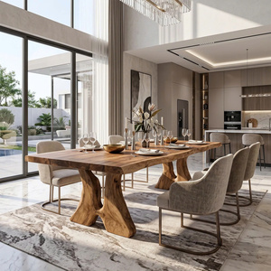 Farmhouse <b>Dining</b> <b>Table</b> For Vintage Furniture Modern Luxury Rectangle Natural Solid <b>Wooden</b> Apartment Villa <b>Dining</b> - Product Image 5
