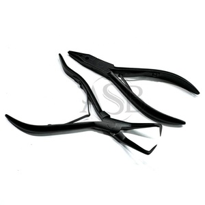 Sustainable Stainless Steel Micro Beads Applicator & <b>Removal</b> Pliers Custom Logo Black Matte <b>Hair</b> Extension <b>Tools</b> - Product Image 1
