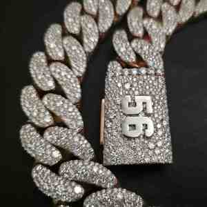 Elegante Cadena Cubana de Plata 925 con Incrustaciones de Diamantes Cultivados en Laboratorio de 24MM, Estilo Hip Hop, para Joyería de Raperos - Product Image 5