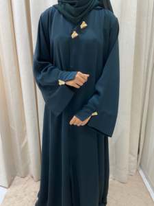 Wholesale Dubai Beautiful <b>Modest</b> Handmade <b>Satin</b> Silk Abaya Traditional Islamic Women's Clothing Lightweight Breathable Quick Dry - Product Image 2