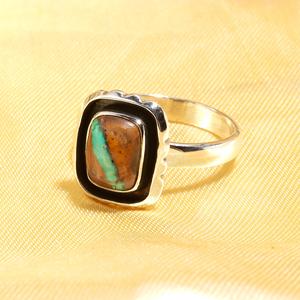 <b>925</b> Sterling <b>Silver</b> Classic <b>Ring</b> Cushion Cut Turquoise Gemstone for Anniversaries Parties Great Fine Jewelry Gift - Product Image 3