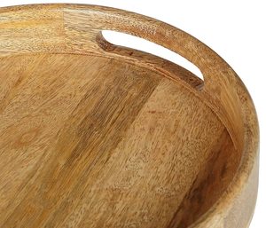 Plateau rond en bois, plat de service, assiette en bois, accessoire de cuisine, assiette en bois naturel, décoration de table à manger, plateau de service rustique - Product Image 3