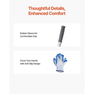 Rastrello Livellatore per Prato in Acciaio Inossidabile Rinforzato da 17'' x 10'' con Manico Regolabile da 63,4'' e Rullo per Manutenzione del Giardino - Product Image 6