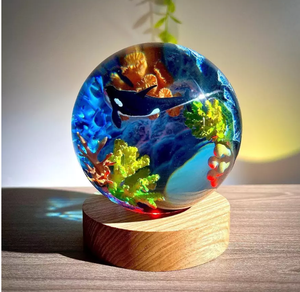 Luz de noche decorativa de resina epoxi, luz de bola de flores preservada esférica 3D, cada haz de luz muestra belleza eterna - Product Image 3