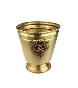 Pot de fleurs vintage en laiton antique Art Déco, en fer et aluminium, vase décoratif, décoration de luxe pour la maison, pot pour plantes d'intérieur - Product Image 3