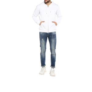 Sudadera con capucha de alta calidad con logotipo personalizado, forro y cremallera, para hombre, manga larga, ecológica, tejida, 100% algodón, para gimnasio, talla grande. - Product Image 5