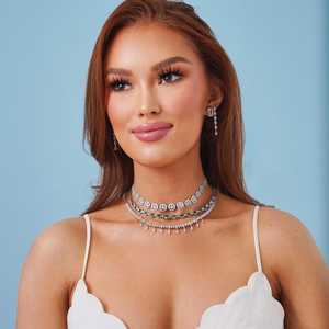 Lab Grown Diamond <b>Choker</b> Necklaces Pave Dangle Drop Marquise Shape Classic Elegant Luxury Jewelry 14K 18k Solid Gold 925 <b>Silver</b> - Product Image 3