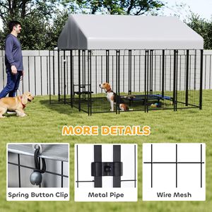 Jaula para Perros de Alambre Soldado de Alta Resistencia de 8FT X 8FT X 6FT con Techo Sólido y Cierre a Prueba de Escapes - Product Image 6