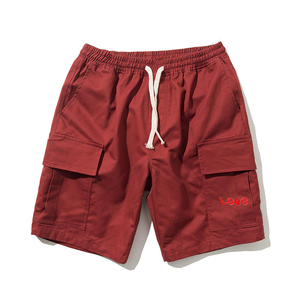 Pantalones Cortos Cargo de Color Sólido para Hombre, Cintura Media, Cierre con Cordón, Logotipo Bordado, Bolsillos Delanteros, Estilo Casual, Tela de Lona - Product Image 3
