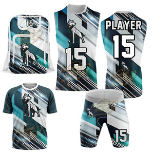 Ensemble de maillots de basket-ball personnalisés en spandex/polyester avec logo de loup, joueur n°15, unisexe, anti-transpiration, antibactérien, athlétique - Product Image 1