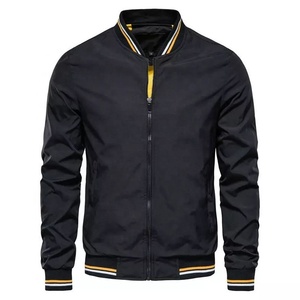 <b>Men's</b> <b>Lightweight</b> Softshell Bomber Flight <b>Jacket</b> Stand Collar Full Zip Casual Stylish Golf Windbreaker for Spring Plain Dyed - Product Image 4