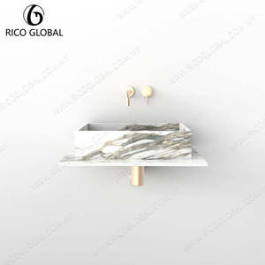 อ่างล้างหน้าติดผนังรูปทรงสี่เหลี่ยมหินอ่อน RICO GLOBAL ดีไซน์ร่วมสมัยแบบขัดเงา - Product Image 2