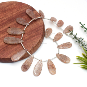 Perles de quartz rutile en cuivre naturel de qualité supérieure, forme poire, lisses, 8 pouces, 7x12,5 10,5x40 mm, faites à la main, par un tiers - Product Image 2