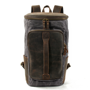 Vintage Gym <b>Backpack</b> With Leather Accents Zipper Closure Adjustable Straps <b>Water</b> <b>Resistant</b> Travel Bag 36-55L Unisex - Product Image 3
