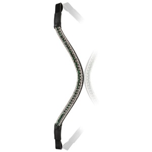 Diadema de cuero genuino para caballo con cristales verdes y blancos personalizados, diamantes de imitación y adornos brillantes, disponible en todas las tallas. - Product Image 5