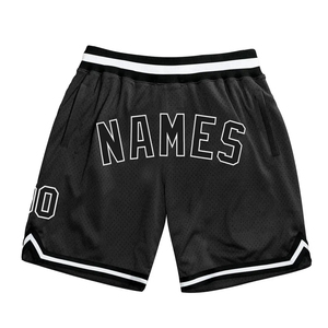Shorts de basket-ball pour hommes Basic Green Rice Mesh, décorés de rayures blanches et vertes, avec application brodée, nom, numéro et logo personnalisés. - Product Image 5