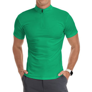 T-shirt uni de haute qualité pour homme, séchage rapide, respirant, tissu tissé 100% polyester, manches courtes, impression personnalisée, motif uni, fermeture éclair - Product Image 6