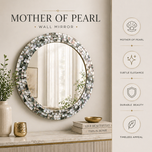 Round Decorative <b>MOP</b> Mirror 19 Inch Mother of Pearl <b>Wall</b> Mirror for Living Room Bedroom Bathroom Luxury Home Interior Accent - Product Image 6