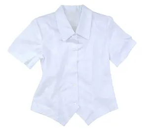 Blusa branca pura para adultos e meninas, uniforme escolar de alta qualidade