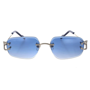 Trendy Premium Rimless Sunglasses with Sparkling Crystal Inspired Details Reflective UV Protection Lenses Fashion <b>Eyewear</b> for Me - Product Image 3