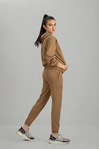 Women's 2 Piece Fleece Hooded Sweatshirt <b>Set</b> Solid Color Casual Loose Fit Full Length Pants With Pocket All Seasons Wear - Product Image 2