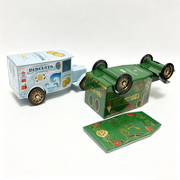 Boîte en métal vintage en forme de camion pour cadeaux de Noël, conteneur décoratif pour biscuits et bonbons, idéal pour les fêtes