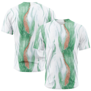 เสื้อเบสบอลลายหินอ่อนสีเขียวขาวแบบกำหนดเอง แขนสั้นสำหรับผู้ชาย ระบายอากาศได้ดี เหมาะสำหรับทีม ใส่ได้ทุกฤดู ทรงปกติสำหรับผู้ใหญ่ - Product Image 3