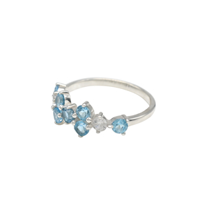 Bague en argent sterling 925 avec grappe de topazes bleues rondes naturelles de 0,96 ct, bague empilable faite à la main, taille US 6.5 - Product Image 2