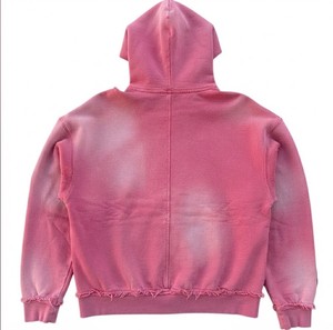 Sweat-shirt rose délavé à fermeture éclair en polyester/coton épais, vêtement d'extérieur, produit textile personnalisé, vêtements décontractés pour hommes, sweats à capuche délavés à l'acide - Product Image 2