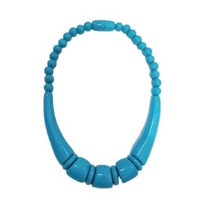 <b>Clear</b> <b>Resin</b> Craft Circular Beaded Necklace Round Statement Jewelry Fashion Accessory Artistic Design - Product Image 3