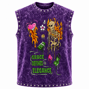 T-shirt sans manches personnalisé en coton avec impression DTG et strass, streetwear, t-shirt graphique de créateur, t-shirts oversize pour hommes - Product Image 6