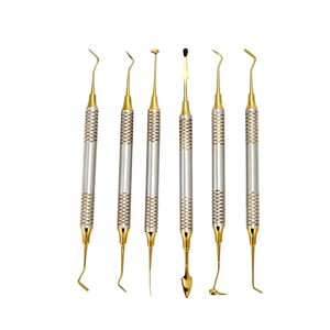 6 Spatules dentaires en acier inoxydable plaqué titane doré pour composites, instruments de restauration à double extrémité - Product Image 5