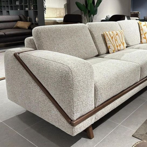 Teak <b>Wood</b> <b>Frame</b> Fabric <b>Sofa</b> 3 Seater Modern Minimalist <b>Sofa</b> for Living Room Hotel Furniture - Product Image 1