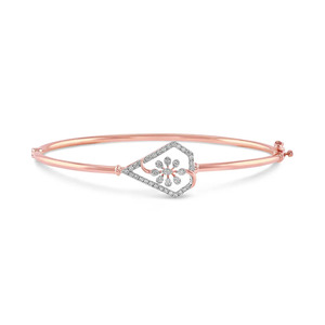 Asymmetrical Heart Blossom Diamond Accent <b>Bangle</b> <b>Bracelet</b> - Product Image 1
