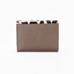 Unisex Casual Genuine Cowhide Fur Leather <b>Wallet</b> with Patchwork Design Malty Color Card Holder Zipper Closure - Product Image 2