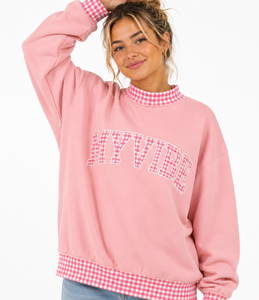 Sudadera Oversize Personalizada para Mujer con Cuello Alto Simulado, Gris Oscuro con Estampado de Guingán, Hombros Caídos, Casual, de Forro Polar, Ajuste Holgado - Product Image 6