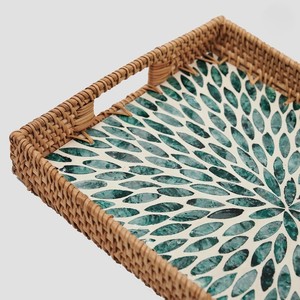 Rattan Art Woven Decor Leaves Pattern Serving Tray Hot Selling New Design Decorative Home Square Rattan <b>Basket</b> Tray at UO INDIA - Product Image 2