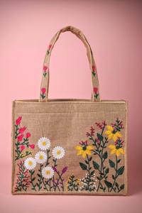 Bolsa de Yute con Patrón Geométrico de Alta Calidad, Bolsa Reutilizable para Clientes de Librerías y Papelerías a Buen Precio - Product Image 5