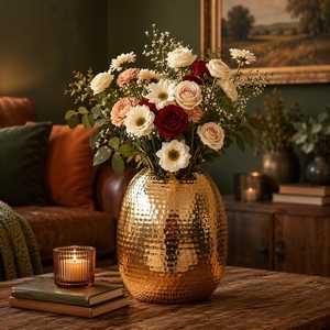 Pot de fleurs moderne en fer plaqué or avec fonction suspendue, style glamour, vase d'intérieur pour utilisation sur bureau - Product Image 6