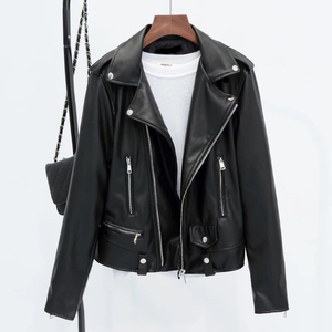 Wholesale Motorcycle Genuine Sheep <b>Leather</b> <b>Jacket</b> <b>for</b> <b>Women's</b> Ladies Cropped <b>Bomber</b> Style Fashion Spring <b>Leather</b> <b>Jacket</b> <b>Women</b> - Product Image 4
