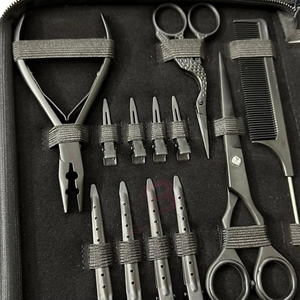 Kit d'outils pour extensions de cheveux avec étui en cuir, instruments en acier inoxydable, pinces à cheveux, outils pour extensions de cheveux avec taille personnalisée - Product Image 2