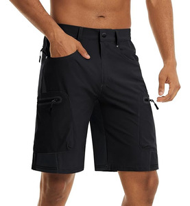 Shorts de sport décontractés pour hommes, en tissu éponge, séchage rapide, anti-plis, brodés, avec ourlet fendu, taille haute élastique, respirants et amples - Product Image 2