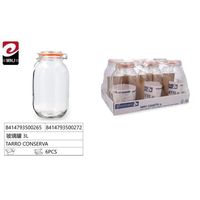Pot en verre cylindrique classique de 3 L avec couvercle en métal et couvercle hermétique pour le stockage des aliments en provenance d'Espagne