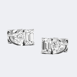 2.00 CTW Heart-Shaped Lab Grown Diamond Prong-Set Toi Et Moi <b>Stud</b> Earrings in 9k Gold for Certified Luxury Jewelry - Product Image 5