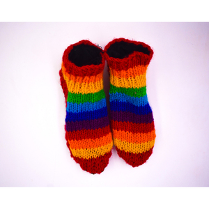 Chaussons d'intérieur unisexes en laine arc-en-ciel faits à la main, chauffe-pieds, tailles M à 4XL - Product Image 1