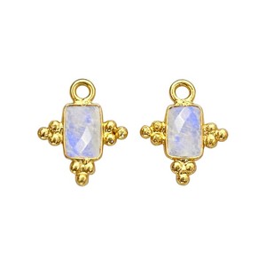 DIY Abalorios de Piedra Lunar Arcoíris de Latón Bañado en Oro de 5x3 MM con Engaste – Conectores de Cristal Rectangulares para Fabricación de Joyas - Product Image 1