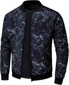 Chaqueta bomber ligera para hombre, informal, para primavera y otoño, cortavientos con cremallera y bolsillos. - Product Image 1